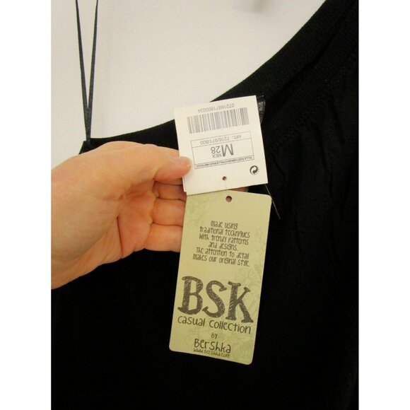 BSK Casual Connection by Bershka Women One Shoulder Top - Med. Cotton Black NWT - Picture 8 of 16